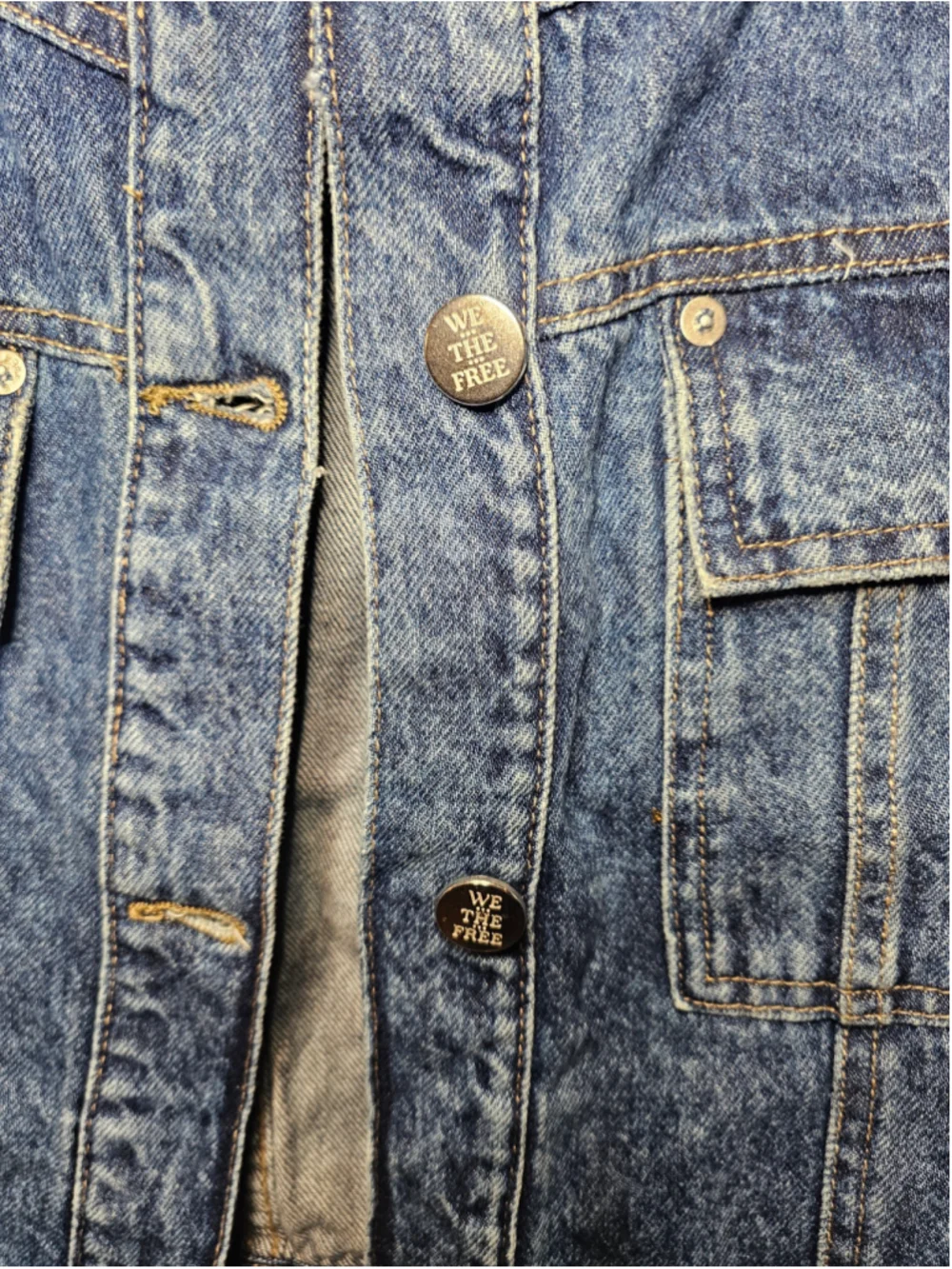 Free People We The Free Jade Denim Jacket High Dive Blue Acid Wash Size S NWT - Picture 8 of 12